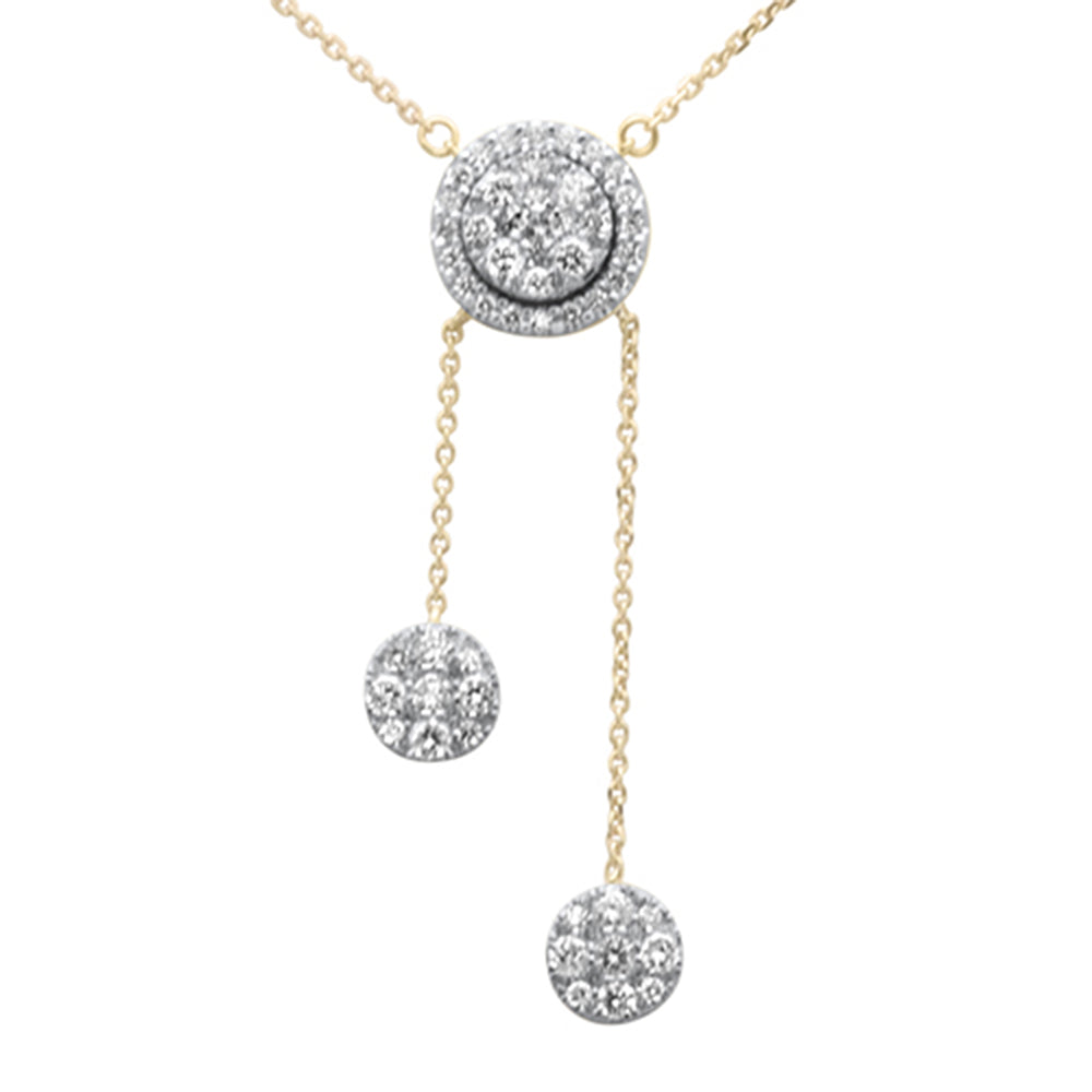 SPECIAL! 1.04ct G SI 14K Yellow Gold Diamond Round Halo & Dangling Pendant Necklace 16" + 2" EXT