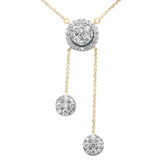 SPECIAL! 1.04ct G SI 14K Yellow Gold Diamond Round Halo & Dangling Pendant Necklace 16" + 2" EXT