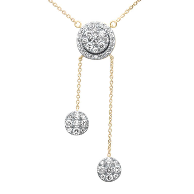 SPECIAL! 1.04ct G SI 14K Yellow Gold Diamond Round Halo & Dangling Pendant Necklace 16" + 2" EXT