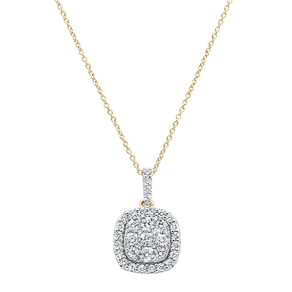 DIAMOND CLOSEOUT! 1.03ct 14k Yellow Gold Square Diamond Designer Pendant Necklace