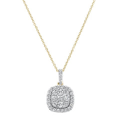 DIAMOND CLOSEOUT! 1.03ct 14k Yellow Gold Square Diamond Designer Pendant Necklace
