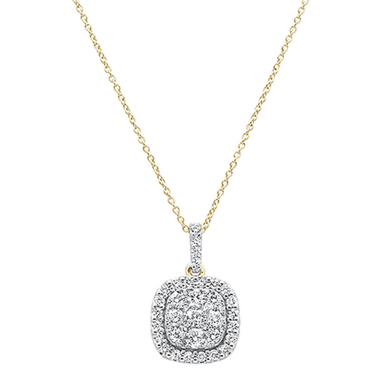 DIAMOND CLOSEOUT! 1.03ct 14k Yellow Gold Square Diamond Designer Pendant Necklace