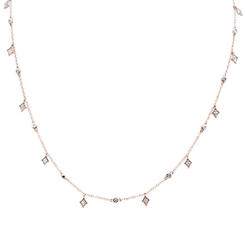 DIAMOND CLOSEOUT!  .47ct G SI 14k Rose Gold Diamond Designer Pendant Necklace 16" Long+(1"ext)