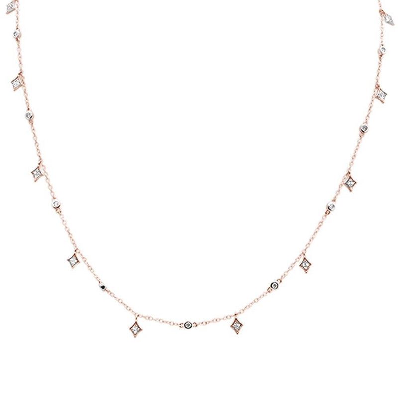 DIAMOND CLOSEOUT!  .47ct G SI 14k Rose Gold Diamond Designer Pendant Necklace 16" Long+(1"ext)