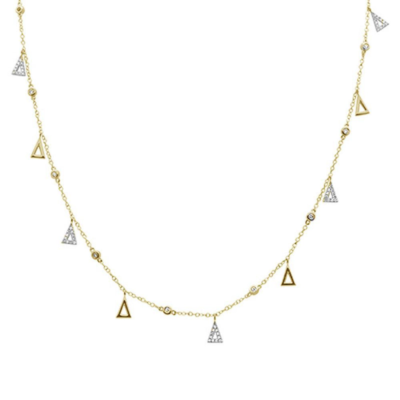 DIAMOND CLOSEOUT!  .49ct G SI 14k Yellow Gold Diamond Designer Pendant Necklace 16" Long+(1"ext)