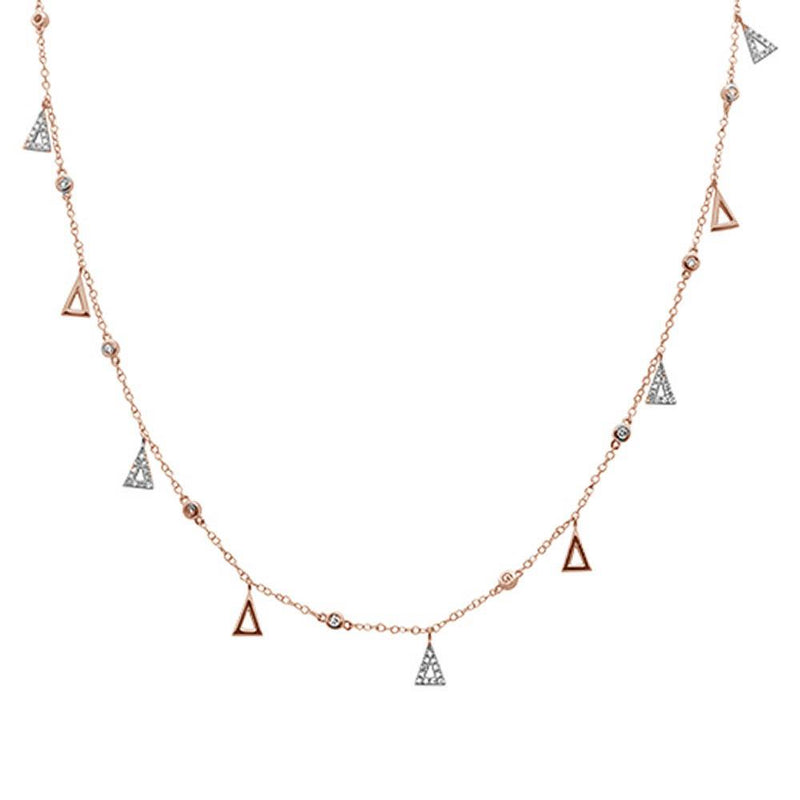 DIAMOND CLOSEOUT!  .54ct G SI 14k Rose Gold Diamond Designer Pendant Necklace 16" Long+(1"ext)
