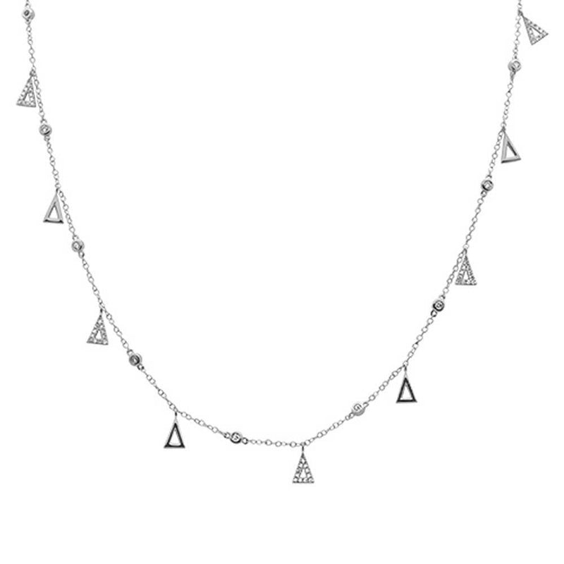 DIAMOND CLOSEOUT!  .54ct G SI 14k White Gold Diamond Designer Pendant Necklace 16" Long+(1"ext)