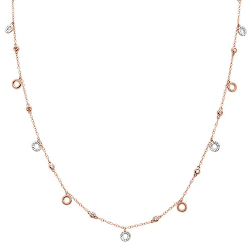 DIAMOND CLOSEOUT! .57ct G SI 14k Rose Gold Diamond Designer Pendant Necklace 16" Long+(1"ext)