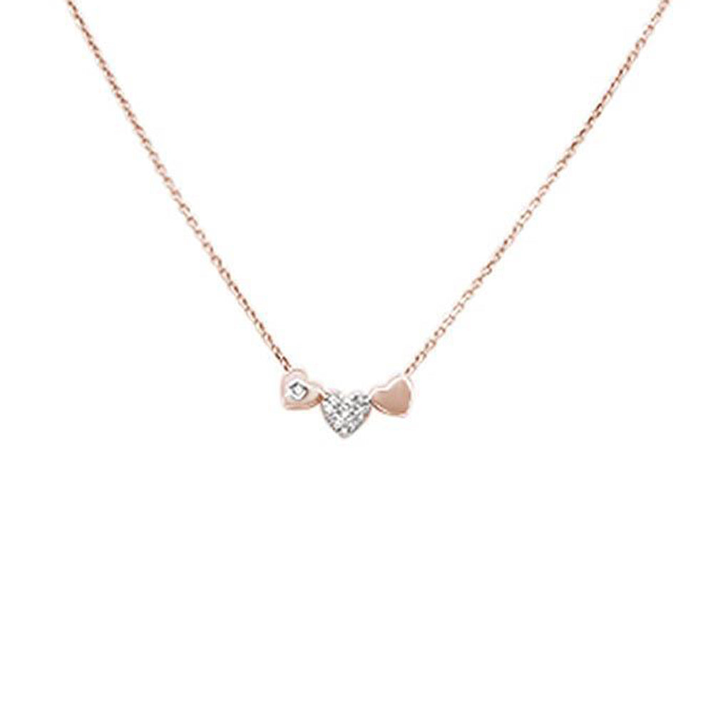 DIAMOND CLOSEOUT! .06ct G SI 14k Rose Gold Diamond Hearts Pendant Necklace 18" Long