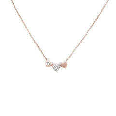 DIAMOND CLOSEOUT! .06ct G SI 14k Rose Gold Diamond Hearts Pendant Necklace 18" Long