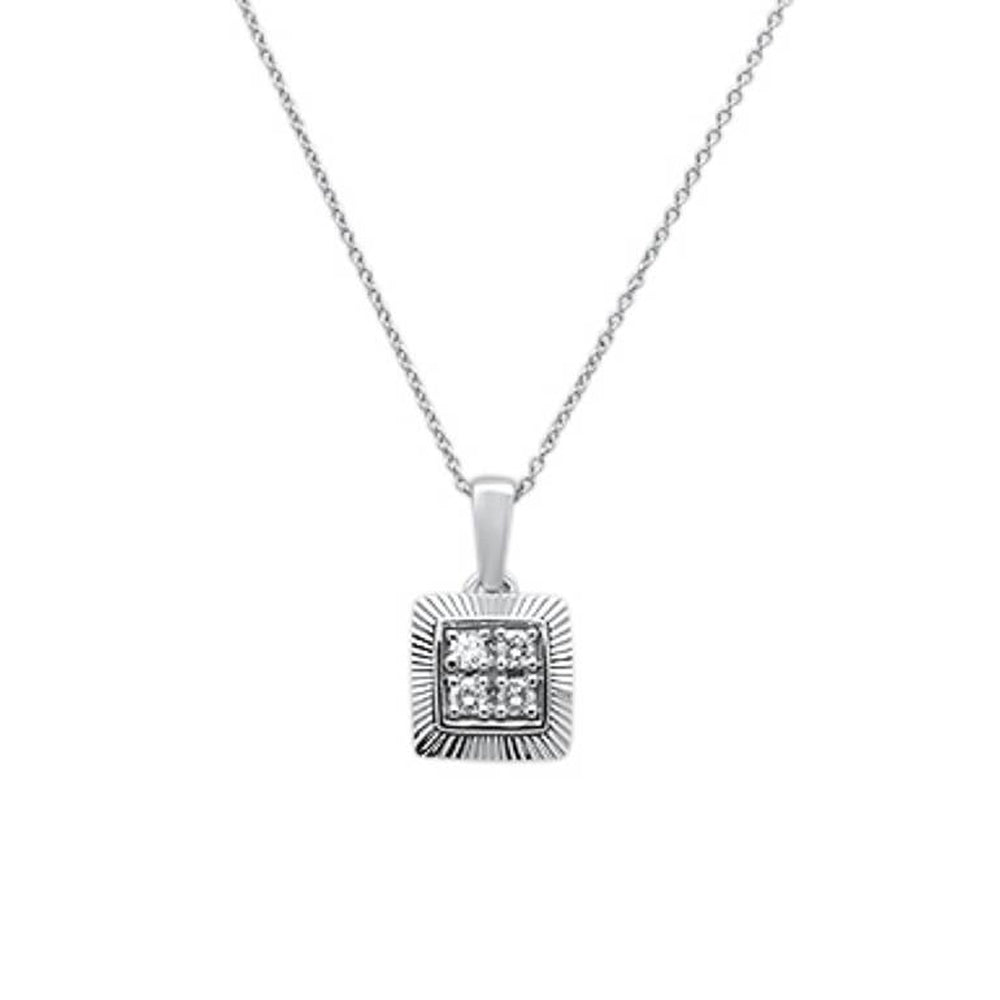 DIAMOND CLOSEOUT! .25ct G SI 14k White Gold Square Diamond Pendant Necklace 18" Long