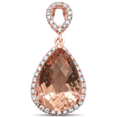 GEMSTONE CLOSEOUT!  2.46cts 14k Rose Gold Pear Shape Morganite & Diamond Designer Pendant