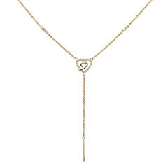 DIAMOND CLOSEOUT!  .09ct 14kt Yellow Gold Diamond Drop Heart Lariat Pendant Necklace 18"+ 2"
