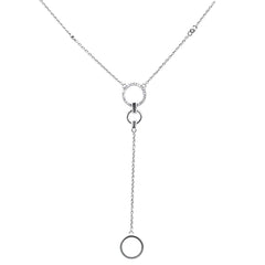 DIAMOND CLOSEOUT! .11ct 14kt White Gold Diamond Drop Lariat Pendant Necklace 18"+ 2" Ext