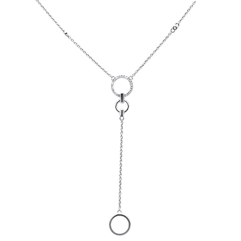 DIAMOND CLOSEOUT! .11ct 14kt White Gold Diamond Drop Lariat Pendant Necklace 18"+ 2" Ext