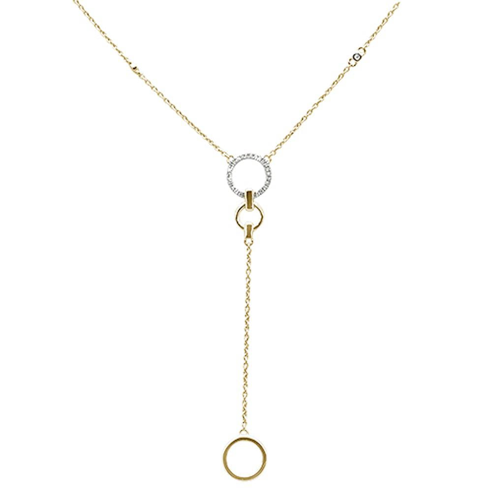 DIAMOND CLOSEOUT!  .08ct 14kt Yellow Gold Diamond Drop Lariat Pendant Necklace 18"+ 2" Ext.