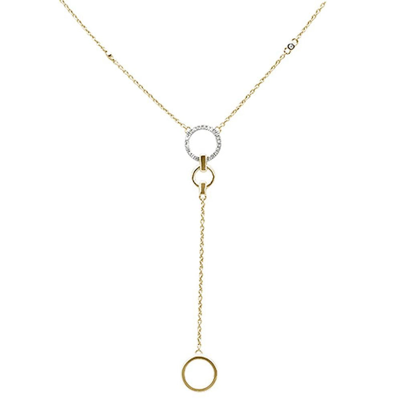 DIAMOND CLOSEOUT!  .08ct 14kt Yellow Gold Diamond Drop Lariat Pendant Necklace 18"+ 2" Ext.