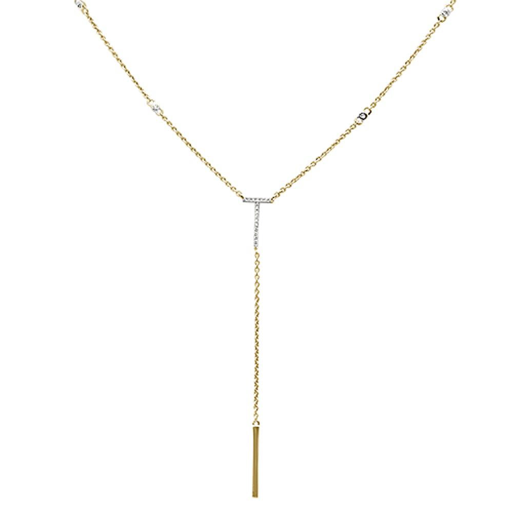 DIAMOND CLOSEOUT! .09ct 14kt Yellow Gold Diamond Drop Lariat Pendant Necklace 18"+ 2" Ext