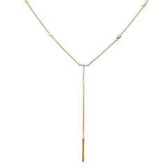 DIAMOND CLOSEOUT! .09ct 14kt Yellow Gold Diamond Drop Lariat Pendant Necklace 18"+ 2" Ext