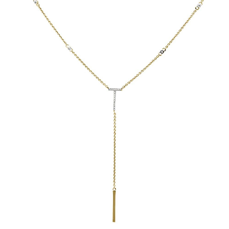 DIAMOND CLOSEOUT! .09ct 14kt Yellow Gold Diamond Drop Lariat Pendant Necklace 18"+ 2" Ext