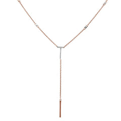DIAMOND CLOSEOUT!  .08ct 14kt Rose Gold Diamond Drop Lariat Pendant Necklace 18"+ 2" Ext.