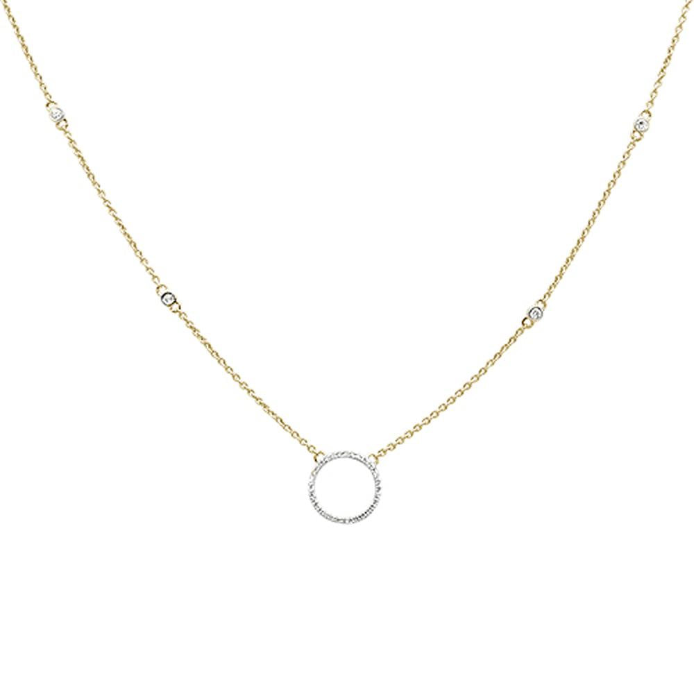 DIAMOND CLOSEOUT! .17ct 14kt Yellow Gold Diamond Trendy Circle Pendant Necklace 18"+ 2" Ext