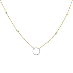 DIAMOND CLOSEOUT! .17ct 14kt Yellow Gold Diamond Trendy Circle Pendant Necklace 18"+ 2" Ext