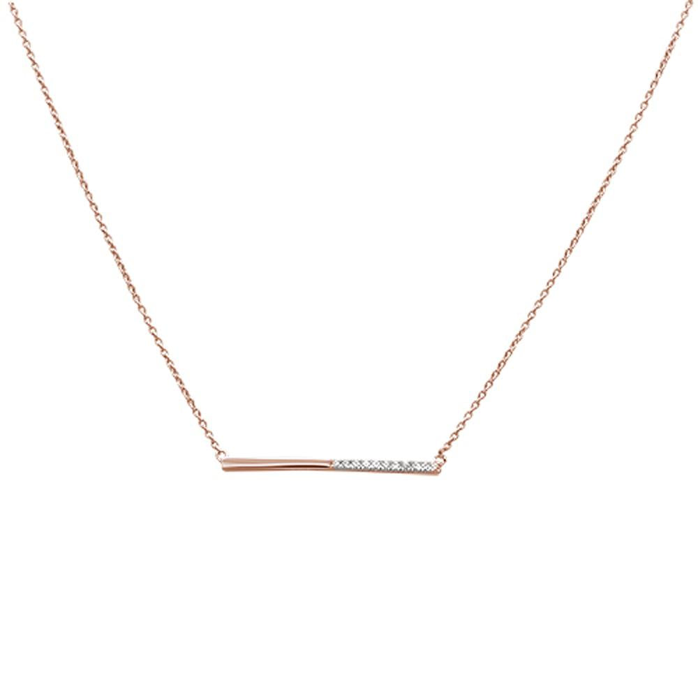 DIAMOND CLOSEOUT! .09ct 14kt Rose Gold Diamond Bar Pendant Necklace 18"+ 2 x 1 Ext