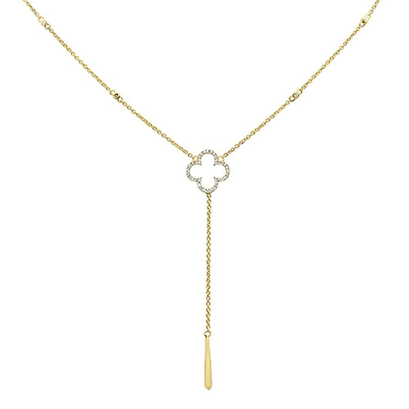 DIAMOND CLOSEOUT!  .11cts 14k Yellow Gold Diamond Flower Drop Dangle Pendant Necklace 16+2" Ext