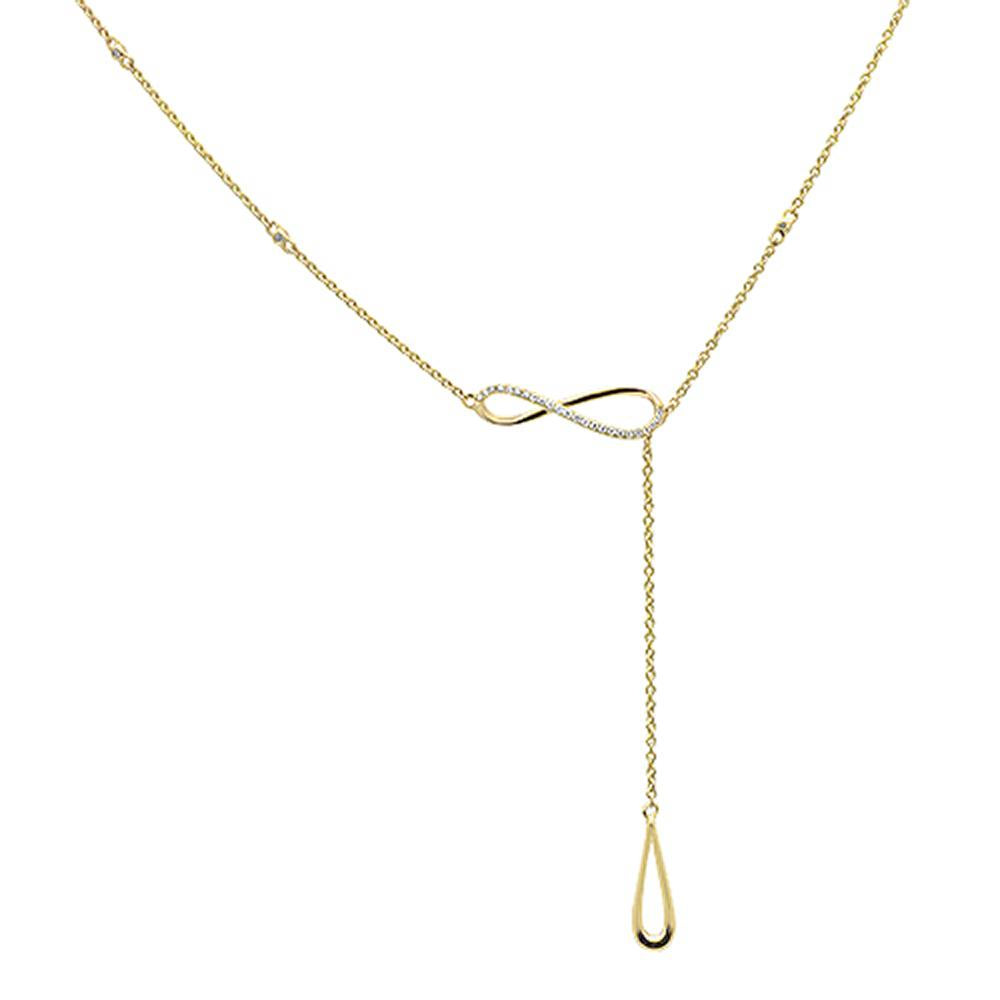 DIAMOND CLOSEOUT! .10cts 14k Yellow Gold Diamond Infinity Designer Lariat Necklace 18"