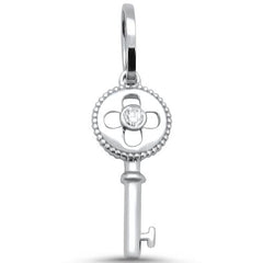 DIAMOND CLOSEOUT! .05ct 14kt White Gold Diamond Pendant 1" Key