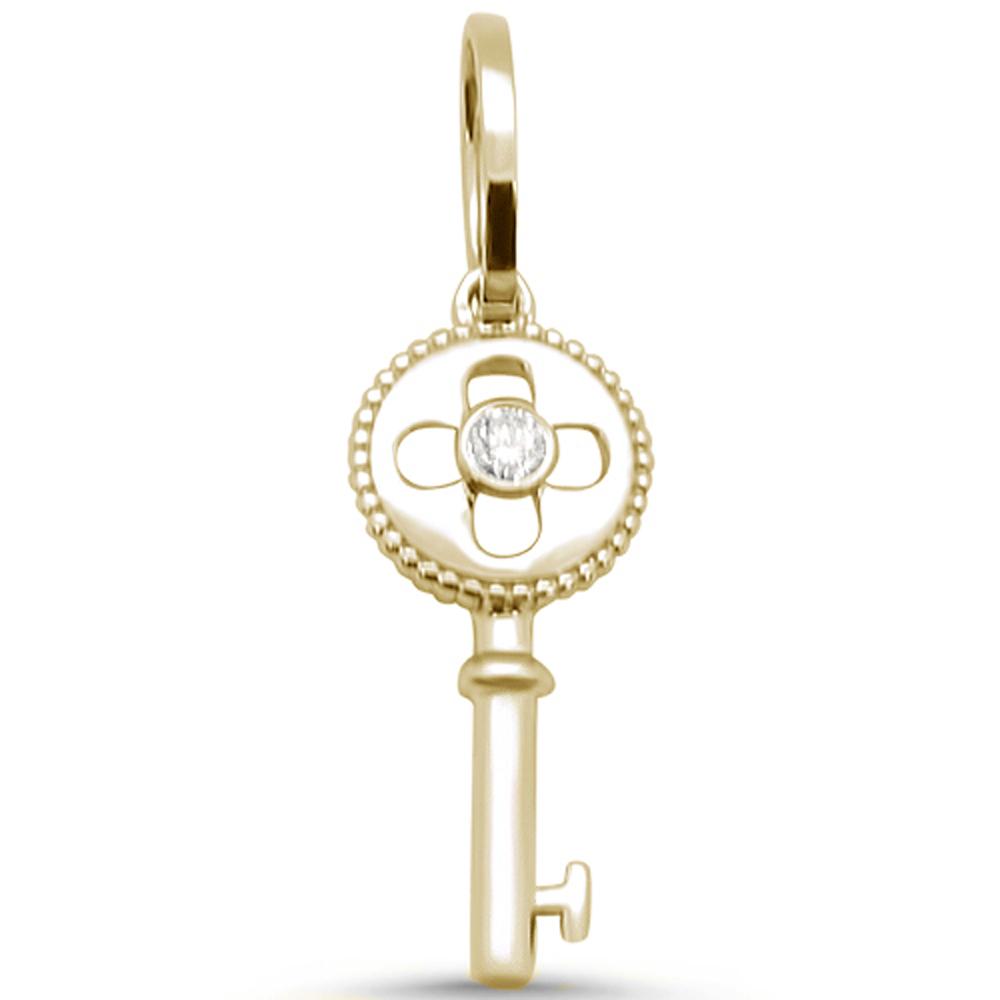 DIAMOND CLOSEOUT! .05ct 14kt Yellow Gold Diamond Pendant 1" Key