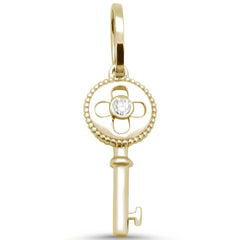 DIAMOND CLOSEOUT! .05ct 14kt Yellow Gold Diamond Pendant 1" Key