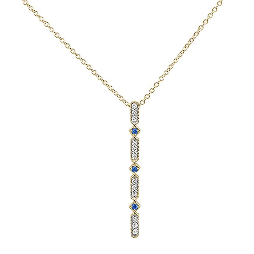 GEMSTONE CLOSEOUT ! .16ct 10k Yellow Gold Sapphire & Diamond Antique Style Pendant
