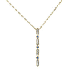 GEMSTONE CLOSEOUT ! .16ct 10k Yellow Gold Sapphire & Diamond Antique Style Pendant