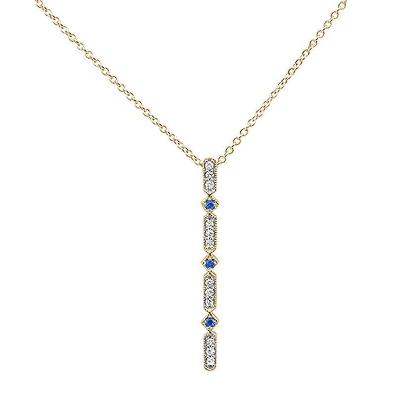 GEMSTONE CLOSEOUT ! .16ct 10k Yellow Gold Sapphire & Diamond Antique Style Pendant