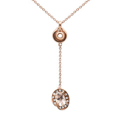 GEMSTONE CLOSEOUT ! .54cts 10k Rose Gold Diamond & Morganite Lariat Pendant Necklace 18" Long