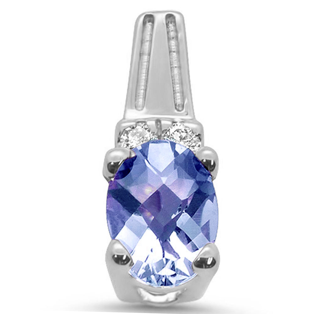 GEMSTONE CLOSEOUT ! .75cts 10k White Gold Oval Tanzanite & Diamond Pendant