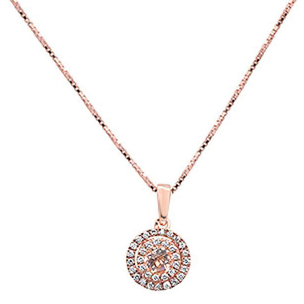 GEMSTONE CLOSEOUT ! .36cts 10k Rose Gold Diamond & Round Morganite Pendant