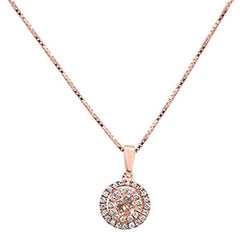 GEMSTONE CLOSEOUT ! .36cts 10k Rose Gold Diamond & Round Morganite Pendant