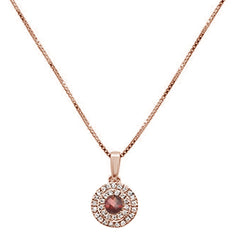 GEMSTONE CLOSEOUT ! .50ct 10k Rose Gold Diamond & Round Garnet Pendant Necklace