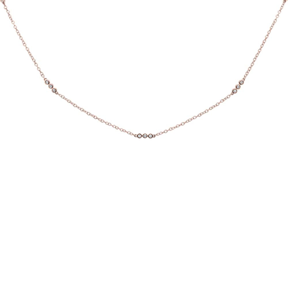 GEMSTONE CLOSEOUT ! .19cts 14k Rose Gold Diamond Station Necklace 18"