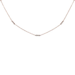GEMSTONE CLOSEOUT ! .19cts 14k Rose Gold Diamond Station Necklace 18"