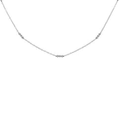 DIAMOND CLOSEOUT!  .19ct 14k White Gold Diamond 3 Bezel Station Necklace 18" Long