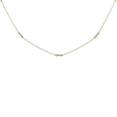 DIAMOND CLOSEOUT!  .22ct 14k Yellow Gold Diamond 3 Bezel Station Necklace 18" Long