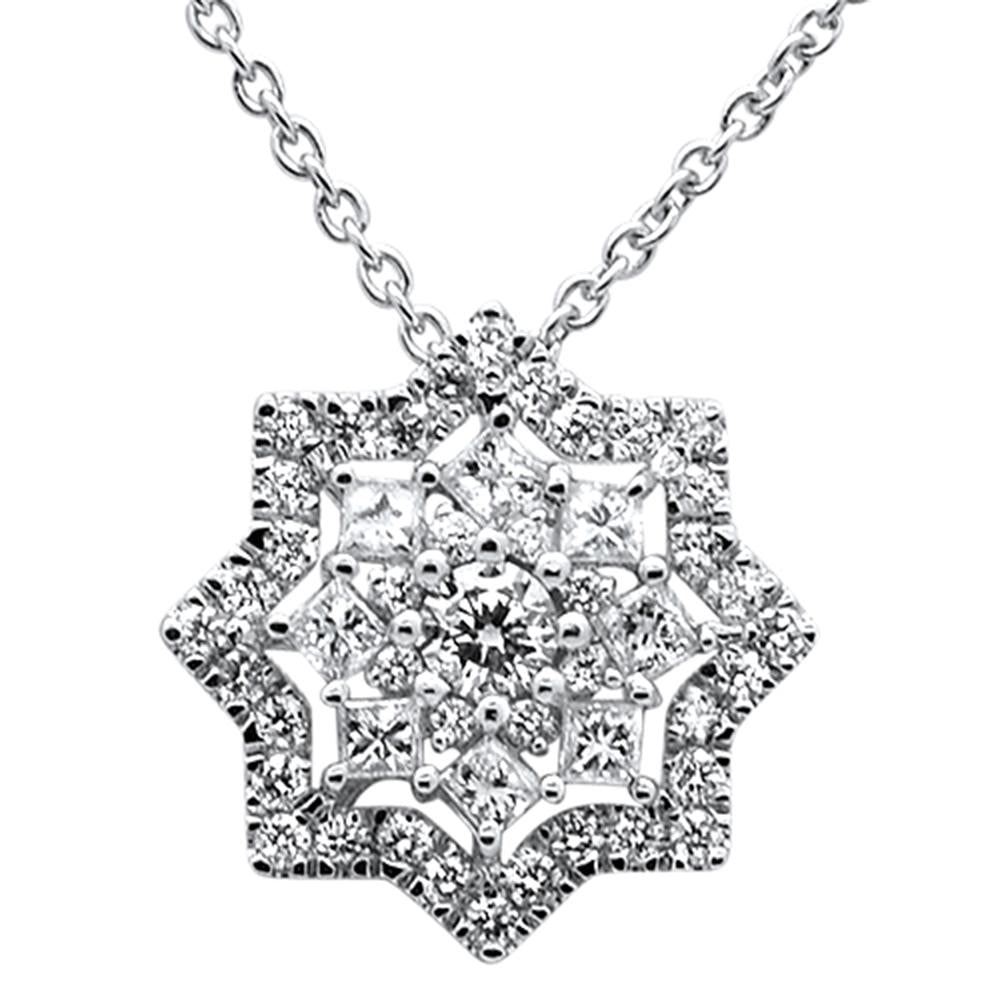 DIAMOND CLOSEOUT! .69ct 14k White Gold Diamond Star Pendant Necklace 18" Long