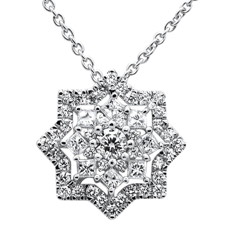 DIAMOND CLOSEOUT! .69ct 14k White Gold Diamond Star Pendant Necklace 18" Long