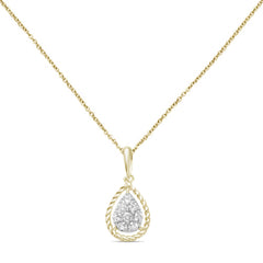 DIAMOND CLOSEOUT! .20ct 10K Yellow Gold Teardrop Pear Shape Diamond Pendant Necklace 18"