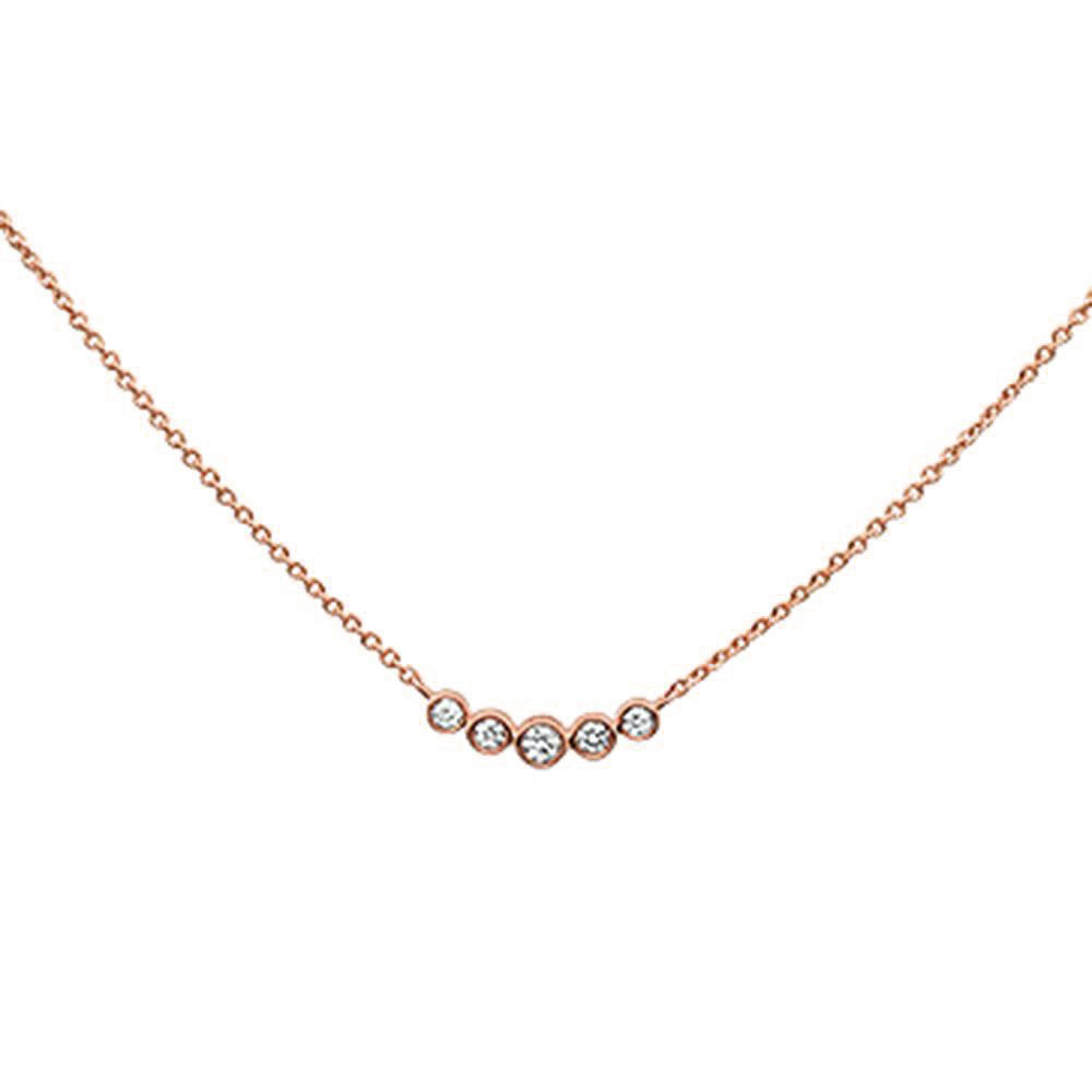 DIAMOND CLOSEOUT! .23CT G SI 14K Rose Gold Diamond 5 Stone Pendant Necklace 18"