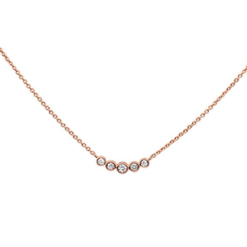 DIAMOND CLOSEOUT! .23CT G SI 14K Rose Gold Diamond 5 Stone Pendant Necklace 18"